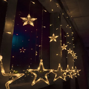 12 Stjerner LED Curtain String Lys Jul kulørte Lamper Garland Udendørs Hjem Til Bryllup/Party/Forhæng/Have Dekoration