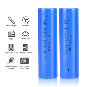 18650 3,7 V 1500mAh Li-ion batteri Genopladeligt Lithium-ion-eksplosionssikre lækagesikre Batterier til lommelygten elektroniske legetøj