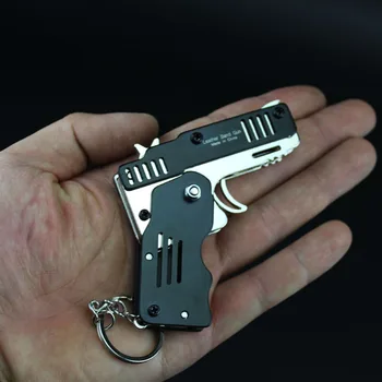 Alle Metal Mini Kan Foldes Som En nøglering elastik Pistol Børn er Gift Toy Seks Byger Af Gummi Legetøj Pistol Legetøj Pistol Nerf