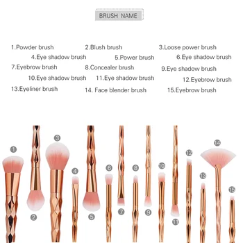 15pcs 3D Makeup Pensler Sæt af Høj Kvalitet Foundation Blusher Powder Brush Tools Fladskærms Eyeliner Fuld Funktion Makeup Brush Kit