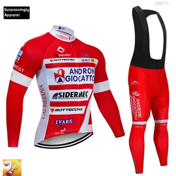 2019 Racing Team Sportstøj Mænd Pro Team ANDRONI Cykling Jersey Sat 16D Foråret Lang række Åndbar Ropa Ciclismo Cykel Tøj