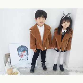 Cute Baby Børn, Piger, Drenge Tøj Lammeskind Jakke 2020 Trend Mode Toddler Dreng Dreng Pige Tøj Plus Faux Fur Vinter 1-7Y