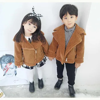 Cute Baby Børn, Piger, Drenge Tøj Lammeskind Jakke 2020 Trend Mode Toddler Dreng Dreng Pige Tøj Plus Faux Fur Vinter 1-7Y