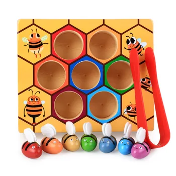 Børn pædagogiske legetøj baby montessori-learning materiale fange bee legetøj til børn matchende farve og motoriske evner, udøve+gave
