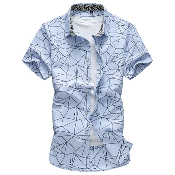 2020 Sommeren Nye Mænd Shirt Mode Plaid Udskrivning Mandlige Casual kortærmet Skjorte i Stor Størrelse Mærke Mænds Tøj, 5XL 6XL 7XL