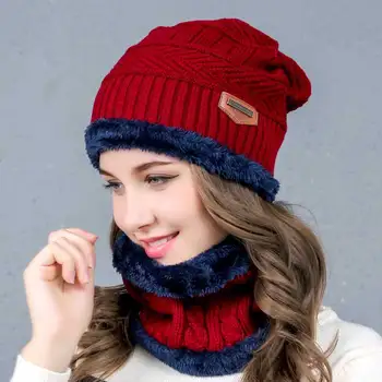 2 Stykker Sæt Nye Vinter Hat Og Tørklæde Til Kvinder Vinteren Tørklæde Af Bomuld Kvindelige Vinter Hat Casual Solid Farve Hat Og Tørklæde