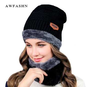 2 Stykker Sæt Nye Vinter Hat Og Tørklæde Til Kvinder Vinteren Tørklæde Af Bomuld Kvindelige Vinter Hat Casual Solid Farve Hat Og Tørklæde