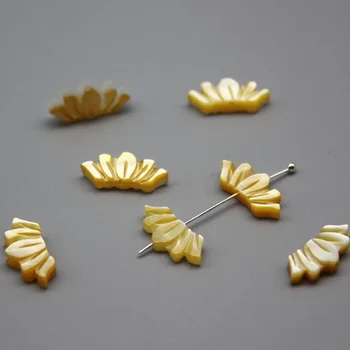 5pcs / taske naturlig shell 6x13mm mode dobbelt-sidet skåret vand lotus perler DIY halskæde hår klip øreringe tilbehør