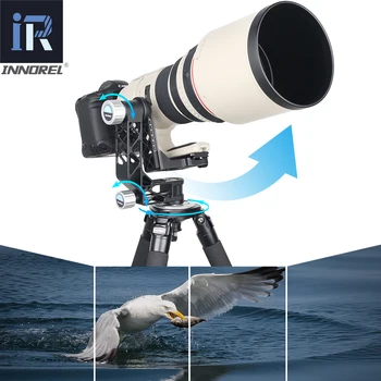 CH6 Professionelle Kamera Gimbal Monopod Stativ Hoved 360 Panorama for Tunge Linse Teleskop Bird-watching med Arca-Schweiziske QR-Plade