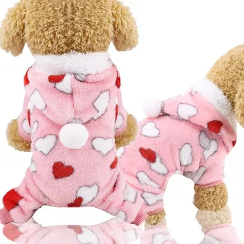 Hoodie Hunde Tøj Pet Tøj Hjertet Hvalp Små Varme Udstyr, Fest, Efterår Og Vinter Tegnefilm Chihuahua Print Pink Pige Cachorro