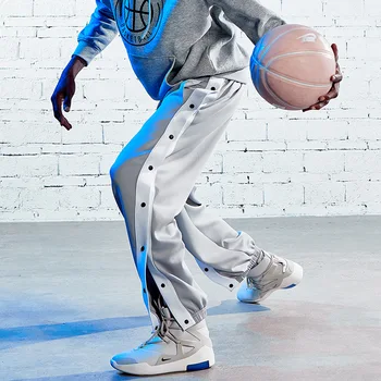 Basketball sport bukser til mænd grå bjælke ben jogger bukser fuld åben spænde mode-knappen bukser løstsiddende bukser, sweatpants