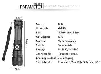 Ultra Stærk 8000Lums Taktisk LED Lommelygte USB-Genopladelige Super Lyse XHP70 Bedste Camping, fiskeri Lys 18650 Zoom Fakkel