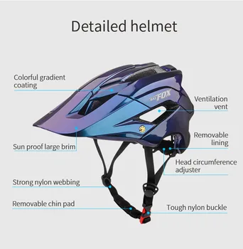 BATFOX cykelhjelm MTB Cykel Ultralet Helstøbt-formstøbt CE-certificering med solskærm Mænd Kvinder Ultralet Cykel Helme