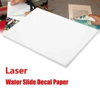 A4 Laser Klart, White Water Slide Decal Transfer Papir Film 20 ark/masse Vandrutsjebane Klistermærker til DIY Nail Keramisk Glas