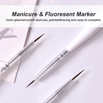 3pcs/sæt Nail Art Liner Maleri Pen 3D Tips DIY Akryl Gel Børster Tegning Kit Blomst Grid Line Mode Design Manicure Værktøj