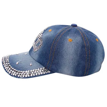 Kvinder Mænd Crown Denim Rhinestone Baseball Cap Snapback Hip Hop Fladskærms Hat