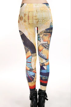 1stk/masse nye mode problemfri egyptiske farao farvet trykt legging bukser sexede kvinder girl fiber ni point bukser