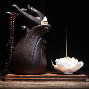 Buddhisme Og Røgelse Brænder Bergamot Lotus Retro Linje Glasur Buddha Røgelse Pande Keramiske Aromaterapi Røg Tilbagestrømning