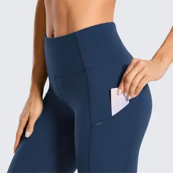 SYROKAN Kvinders Mat Børstet Lys-Fleece Leggings Træning, Yoga Pants med en Lomme Squat Bevis-28 inches