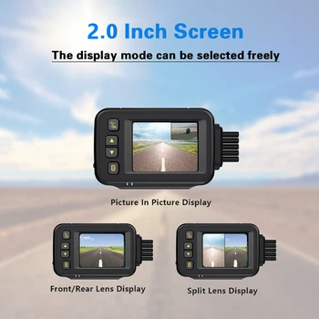 Motorcykel Kamera, videooptager DashCam DVR Dash Cam 32 GB Dual Linse 720P+480P HD Vandtæt Night Vision Front Rear View Camera
