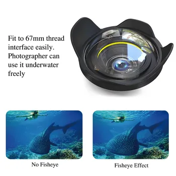 WA-007 Kamera Linse Vidvinkel 67 mm 0.7 x-Grænseflade til Seafrogs Meikon Boliger Dykning Fisheye