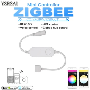 Dc 5 v 12V 24V RGB+FTT/RGBW/CW Zigbee MINI smart LED strip Controller stemmestyring med Echo plus smartThings ZIGBEE 3.0 HU E