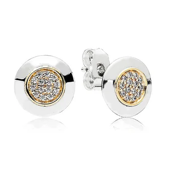 Nye 925 Sterling Sølv Øreringe Golden To-tone Signatur Lysende Hjerter Med Mor-Of-Perle Øreringe Til Kvinder Mode Smykker