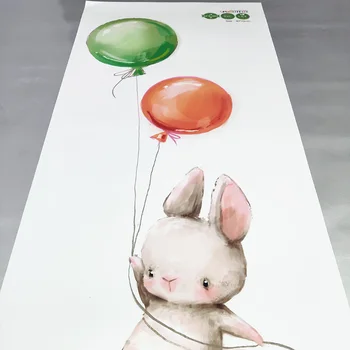 Søde Farverige Ballon Bunny wallsticker til børneværelset Baby Planteskole Dekoration Kanin Klistermærker Aftagelige Tapet Pige Gave