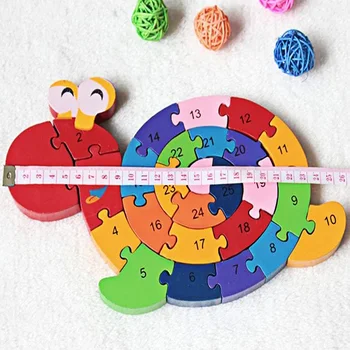 Kids 3D Puslespil, Træ Legetøj, Tegnefilm Sneglen Dyr Brev Nummer Montessori Hjernen Uddannelse Pædagogisk Legetøj Til Børn Gaver