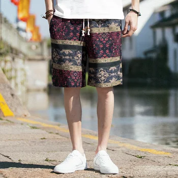 Mænd Bomuld Shorts Japansk Casual Hip-Hop Udskrivning Snor Shorts om Sommeren Street Løs Lige Komfortabel Mænd Shorts M-5XL