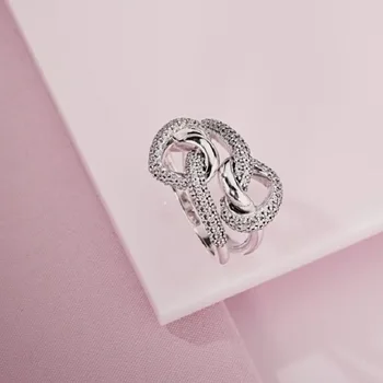 Ægte 925 Sterling Sølv Knyttede Hjerte Fingerring Til Kvinder, Bryllup, Engagement Ringe Originale Mærke Smykker Gave