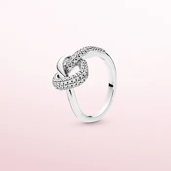 Ægte 925 Sterling Sølv Knyttede Hjerte Fingerring Til Kvinder, Bryllup, Engagement Ringe Originale Mærke Smykker Gave
