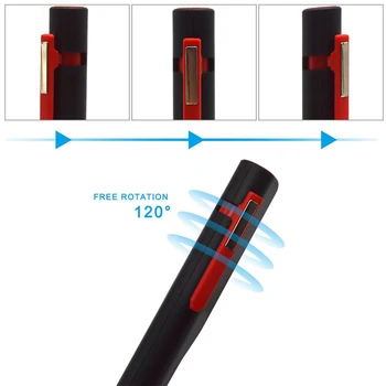 LED-arbejdslampe Mini-Kontrol-Lampe USB-Genopladelige Arbejde Lys Magnetiske Rotation COB LED Pen Klip Hånd Lommelygte Lommelygte Arbejde