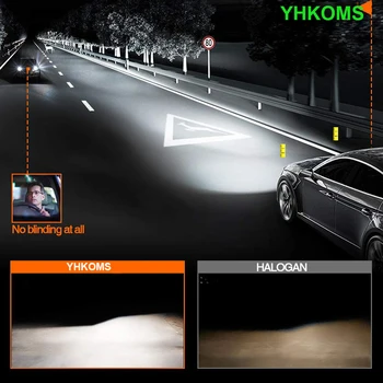 YHKOMS Bil Lys H4 LED H7 16000LM H1 H8 H11 LED Atuo Lampe til Bil Forlygte Pære HB3 HB4 9005 9006 6500K Hvid Tåge Lys 12V