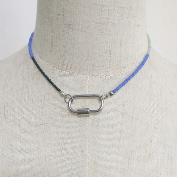 Blå perler kort halskæde fashion vilde udsøgt spiral spænde vedhæng hals tilbehør mand kvinder sommer smykker gaver 2020