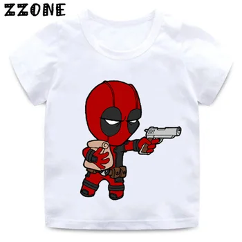 Tegnefilm Deadpool Søde Unicorn Print Sjove Baby T-shirt til Drenge og Piger Sommeren Korte Ærmer Tøj Kid Hvid Blød T-shirt