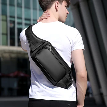 Fenruien Nye Multifunktionelle Skulder Tasker for Mænd Vandtæt Kort Tur Brystet Bag Anti-tyv Crossbody Taske 7,9 Tommer iPad Mode