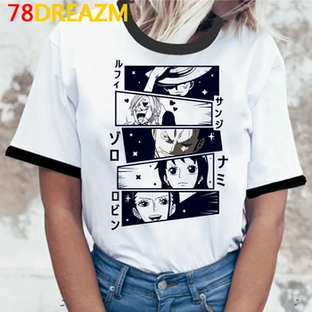 Japansk Animationsfilm Et Stykke Harajuku T-Shirt til Kvinder Sjove Tegneserie Ruffy Zoro Grafisk T-shirt Ullzang Tshirt 90'erne Cool Top Tees Kvindelige