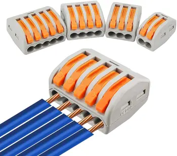 Wire Stik klemrække Sæt Genanvendeligt Elektriske Kabel-hurtig stik universal kompakt terminal plug-in0.08-2.5mm2 Kits