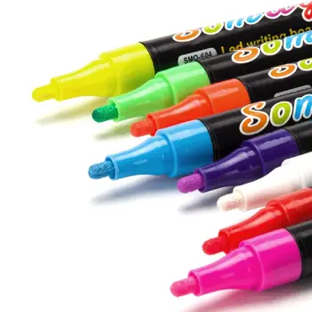8 Farver Highlighter med Fluorescerende Væske Kridt Markør Neon Pen Til LED-tavle Tavle Glas Male Graffiti Kontor Su