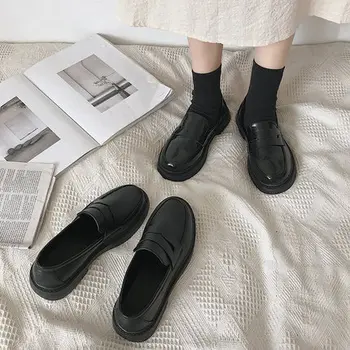 Sort blød søster små læder sko kvindelig Britisk stil flade sko 2020 foråret og sommeren nye retro Japansk jk uniform sko
