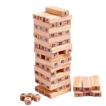 54 Stykker Log-farvet Digital Børn Stablet byggesten Træ-Tumbling Tower Spil Family Garden Spil Toy