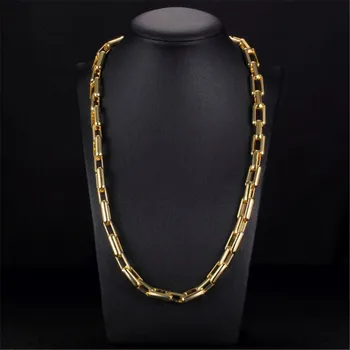 Nye kreative 9MM tyk kæde halskæde Mænds dominerende boutique smykker 50CM lang, Guld 18 K kæde