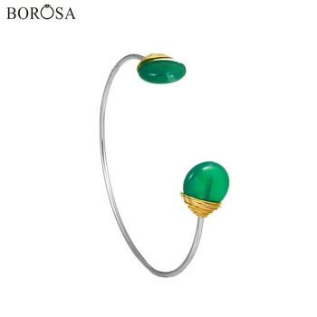 BOROSA Guld Wire Naturlige Sten armbånd Armbånd Mode Farverige Perler, Sten Armbånd til Kvinder Engros Smykker WX1694