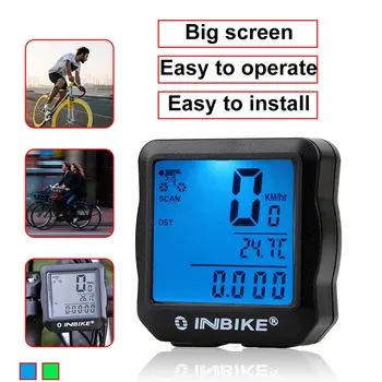 INBIKE Kablede Cykel Kilometertæller Vandtæt Baggrundslys LCD-Digital Cykling Cykel Computer Speedometer Passer til de Fleste Cykler