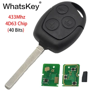 WhatsKey 3 Knapper, Bil Fjernbetjening Key Fob Transponder Chip-4D60/4D63 433Mhz Passer Til Ford Focus 3 Mondeo Fiesta Fusion FO21 Blade