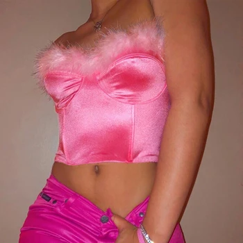 Sommer Toppe Kvinder Stropløs Elastisk Boob Bandeau Rør Toppe Sexet Pink Wrap Camisole Afgrøde Top Kvindelige Camis Feminina