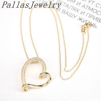 10stk Hjerte Vedhæng med Zirkonia Micro Bane CZ Kvinders Mode Smykker Hjerte-Formede Smykker, Guld Farve
