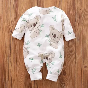Nyfødte Bomuld Romper Spædbarn Barn Baby Pige Onesie Koala Udskrive Lange Ærmer Kostume Nyfødte Spædbarn Buksedragt Baby Boy Tøj