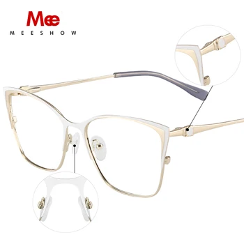 Meeshow Nye Design Metal Frame Briller Kvinder Titanium Legering Cat Eye Briller Optisk Ramme Nærsynethed Kvindelige Recept Briller